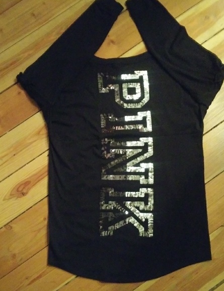 VS PINK | Jersey Style Bling L/S Comfy Tee Black - Picture 4 of 6